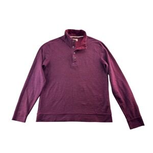 Marine Layer Mens Burgundy Textured Pullover Shirt Size Medium Quarter Button Up